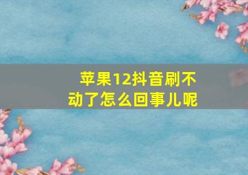 苹果12抖音刷不动了怎么回事儿呢