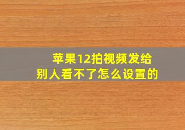 苹果12拍视频发给别人看不了怎么设置的