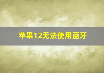 苹果12无法使用蓝牙