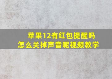 苹果12有红包提醒吗怎么关掉声音呢视频教学