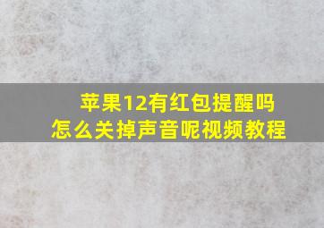 苹果12有红包提醒吗怎么关掉声音呢视频教程