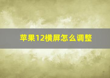 苹果12横屏怎么调整