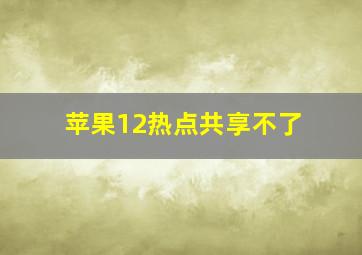 苹果12热点共享不了