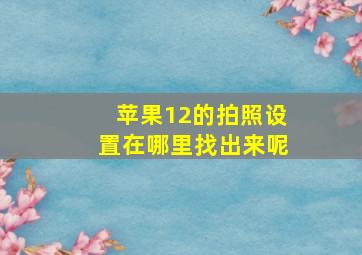 苹果12的拍照设置在哪里找出来呢