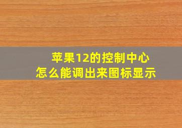 苹果12的控制中心怎么能调出来图标显示