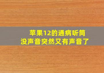 苹果12的通病听筒没声音突然又有声音了