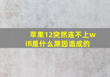 苹果12突然连不上wifi是什么原因造成的