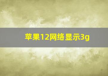 苹果12网络显示3g