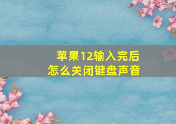 苹果12输入完后怎么关闭键盘声音