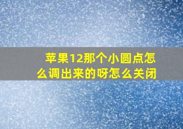 苹果12那个小圆点怎么调出来的呀怎么关闭