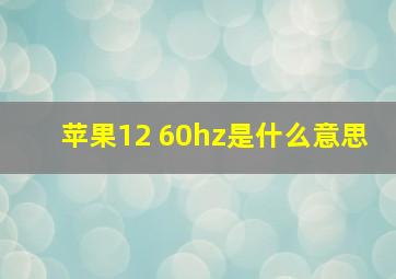 苹果12 60hz是什么意思