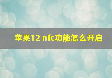 苹果12 nfc功能怎么开启