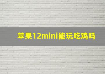 苹果12mini能玩吃鸡吗