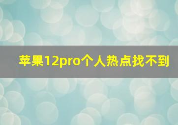 苹果12pro个人热点找不到