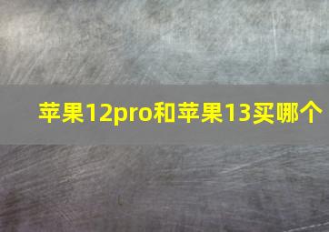 苹果12pro和苹果13买哪个