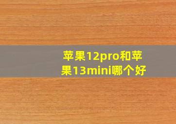 苹果12pro和苹果13mini哪个好