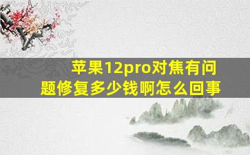 苹果12pro对焦有问题修复多少钱啊怎么回事