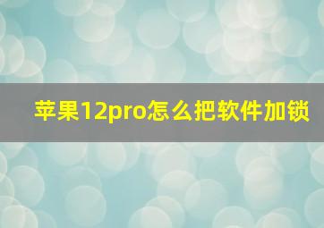 苹果12pro怎么把软件加锁