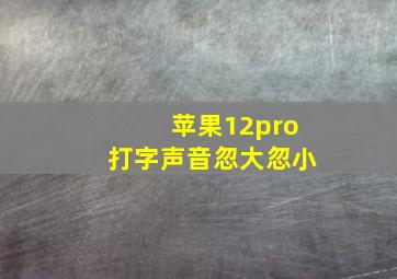 苹果12pro打字声音忽大忽小