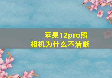 苹果12pro照相机为什么不清晰