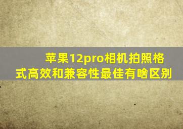 苹果12pro相机拍照格式高效和兼容性最佳有啥区别