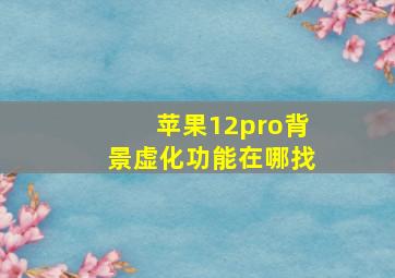 苹果12pro背景虚化功能在哪找