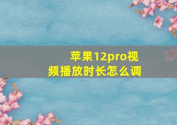 苹果12pro视频播放时长怎么调