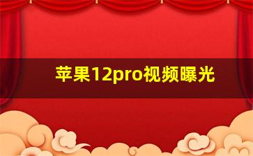 苹果12pro视频曝光