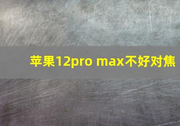 苹果12pro max不好对焦