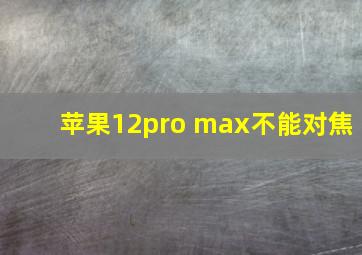 苹果12pro max不能对焦