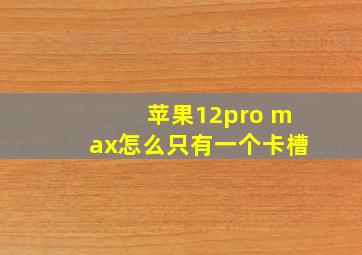 苹果12pro max怎么只有一个卡槽