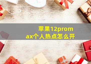 苹果12promax个人热点怎么开