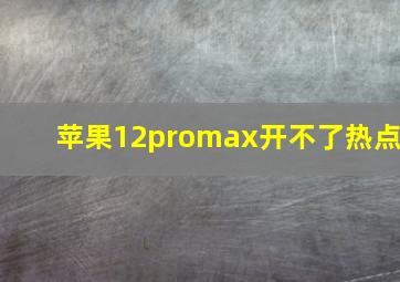 苹果12promax开不了热点