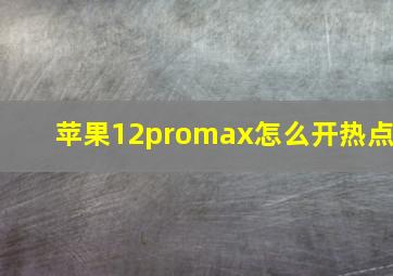 苹果12promax怎么开热点