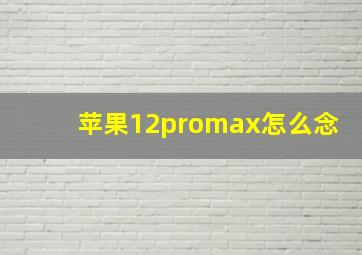 苹果12promax怎么念