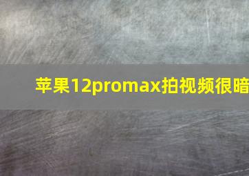 苹果12promax拍视频很暗