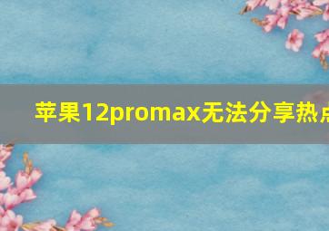 苹果12promax无法分享热点