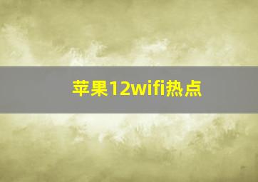 苹果12wifi热点