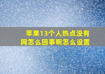 苹果13个人热点没有网怎么回事啊怎么设置