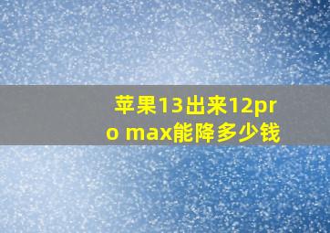 苹果13出来12pro max能降多少钱