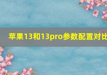 苹果13和13pro参数配置对比