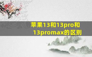 苹果13和13pro和13promax的区别