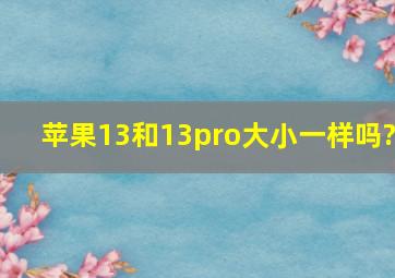 苹果13和13pro大小一样吗?