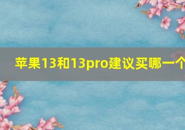 苹果13和13pro建议买哪一个