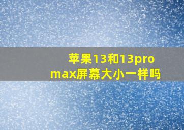 苹果13和13promax屏幕大小一样吗