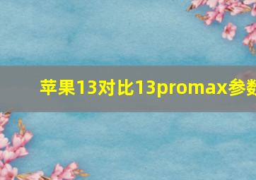 苹果13对比13promax参数