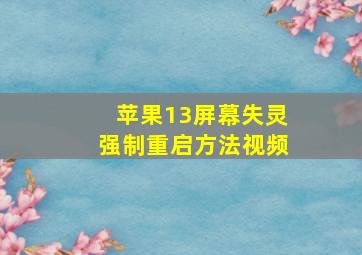 苹果13屏幕失灵强制重启方法视频