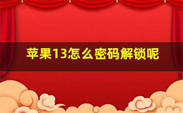 苹果13怎么密码解锁呢