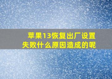 苹果13恢复出厂设置失败什么原因造成的呢