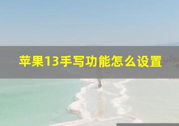 苹果13手写功能怎么设置